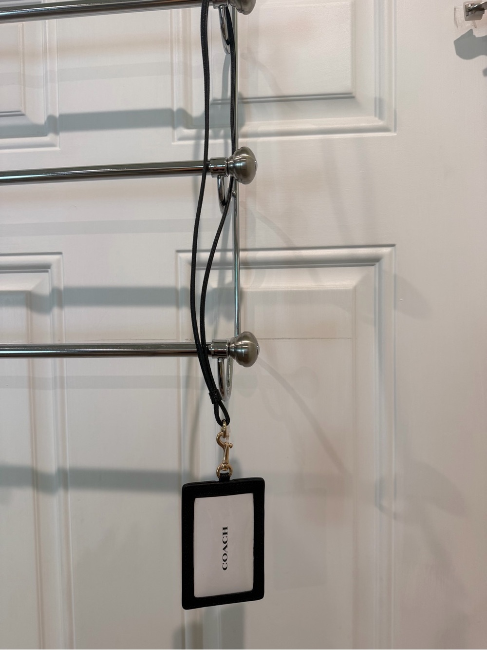 Coach Black Leather ID Badge Holder with Gold Hardware NWT